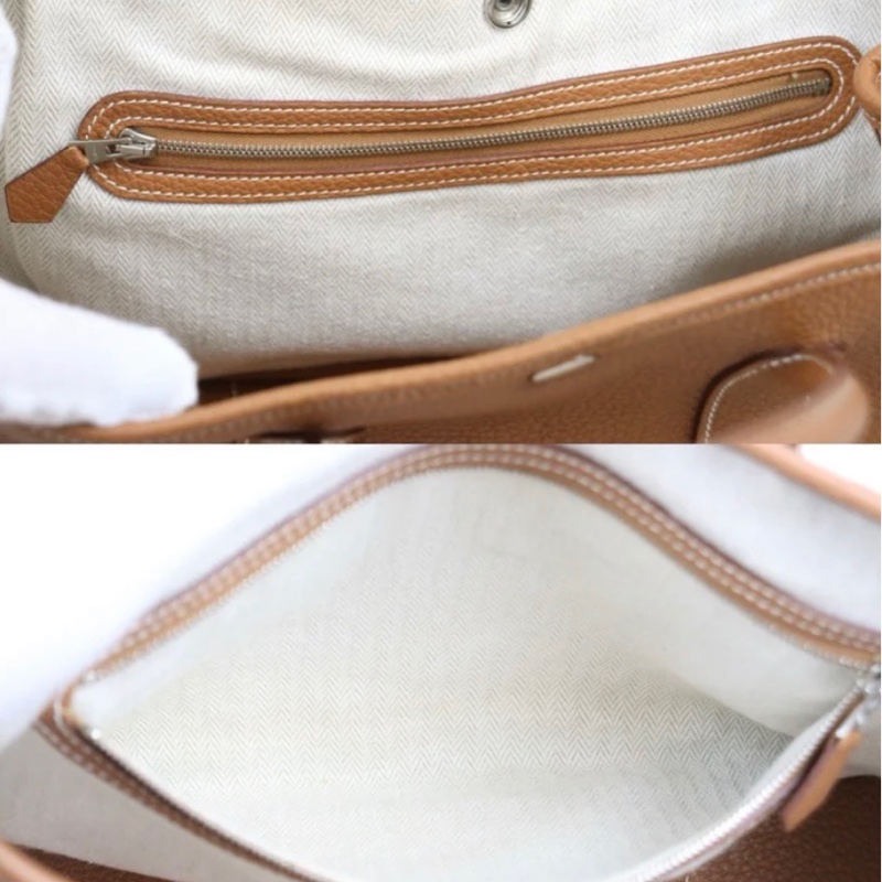 「JL精品代購」9新 Hermes 愛馬仕 garden 花園30 棕色銀扣-8