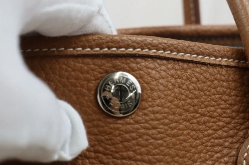 「JL精品代購」9新 Hermes 愛馬仕 garden 花園30 棕色銀扣-7