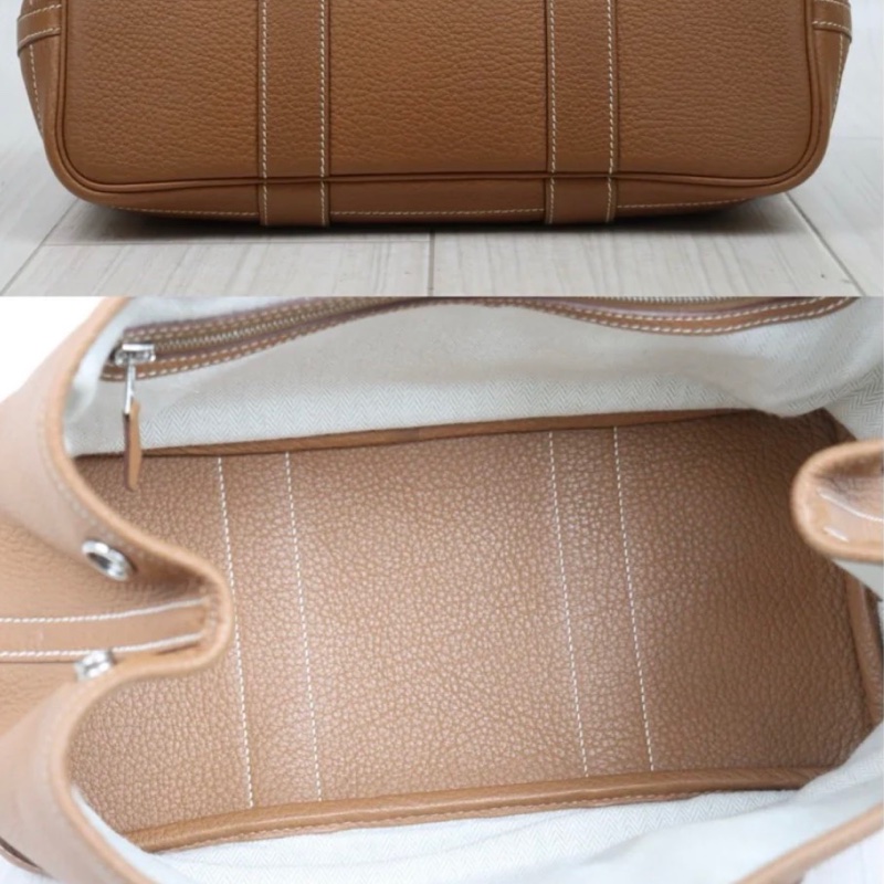 「JL精品代購」9新 Hermes 愛馬仕 garden 花園30 棕色銀扣-10