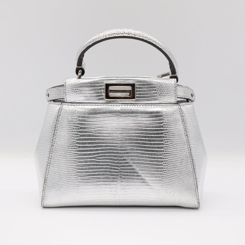 【絕版品♥️稀有絕美】Fendi 芬迪 金屬色 野生 蟒蛇皮 XS Peekaboo 手提包 斜挎包 |野生動物證-2