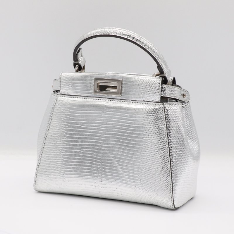 【絕版品♥️稀有絕美】Fendi 芬迪 金屬色 野生 蟒蛇皮 XS Peekaboo 手提包 斜挎包 |野生動物證-3