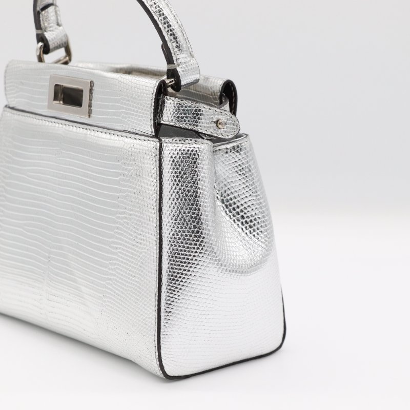 【絕版品♥️稀有絕美】Fendi 芬迪 金屬色 野生 蟒蛇皮 XS Peekaboo 手提包 斜挎包 |野生動物證-4