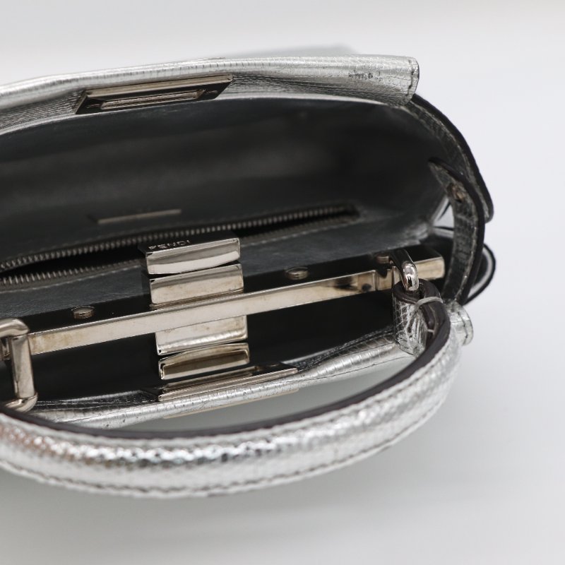 【絕版品♥️稀有絕美】Fendi 芬迪 金屬色 野生 蟒蛇皮 XS Peekaboo 手提包 斜挎包 |野生動物證-6
