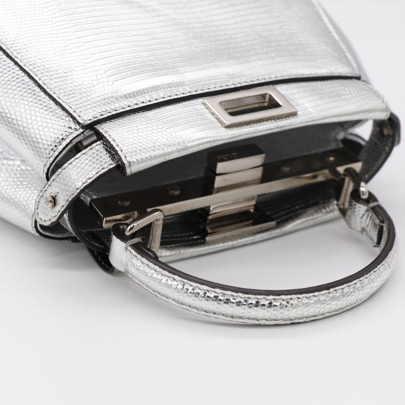 【絕版品♥️稀有絕美】Fendi 芬迪 金屬色 野生 蟒蛇皮 XS Peekaboo 手提包 斜挎包 |野生動物證-7