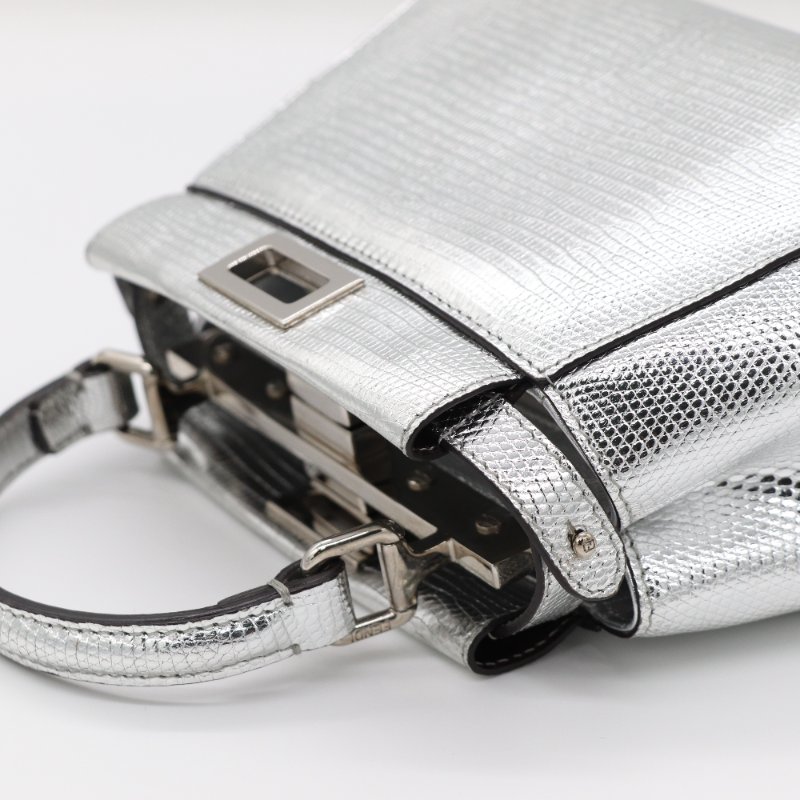 【絕版品♥️稀有絕美】Fendi 芬迪 金屬色 野生 蟒蛇皮 XS Peekaboo 手提包 斜挎包 |野生動物證-8