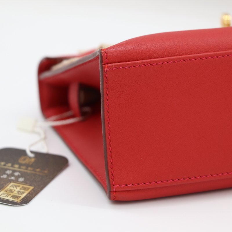 【聖誕精選🌟小編推薦】Hermès 愛馬仕 Mini Kelly I 一代 9T火焰橘紅 Swift皮 手提包 X 刻-8