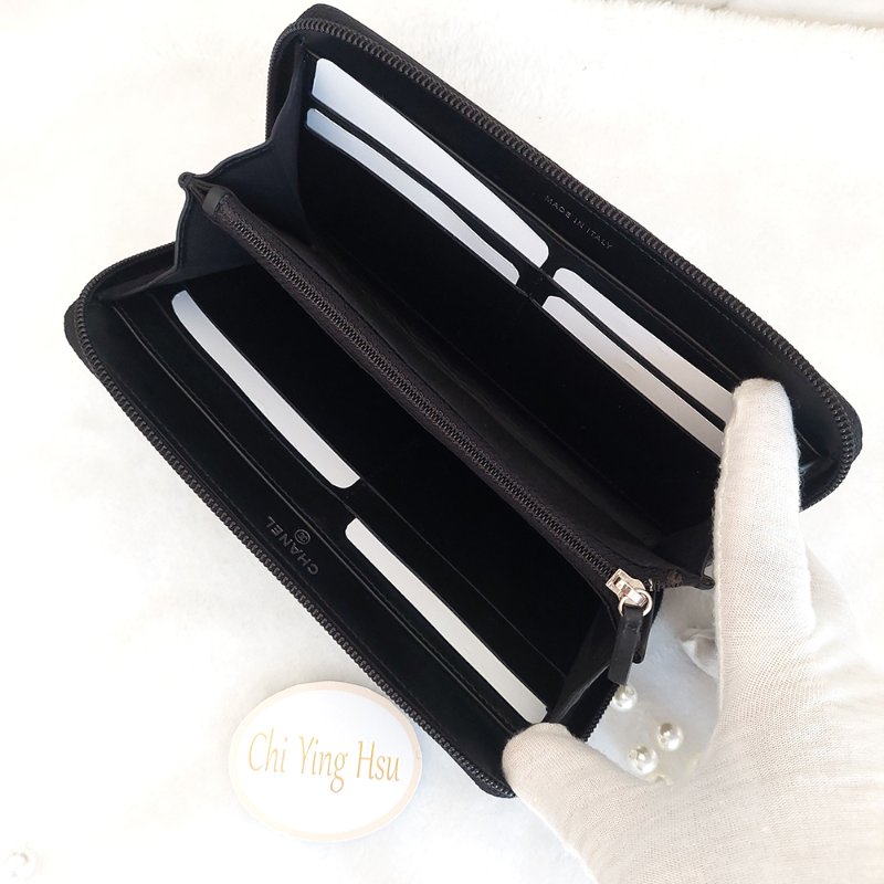 CHANEL 香奈兒 魚子醬ㄇ型長夾🎀實品拍照🎀 牛皮荔枝紋 ~二手近新品-3