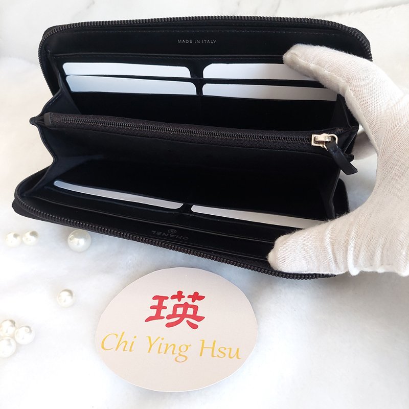 CHANEL 香奈兒 魚子醬ㄇ型長夾🎀實品拍照🎀 牛皮荔枝紋 ~二手近新品-4