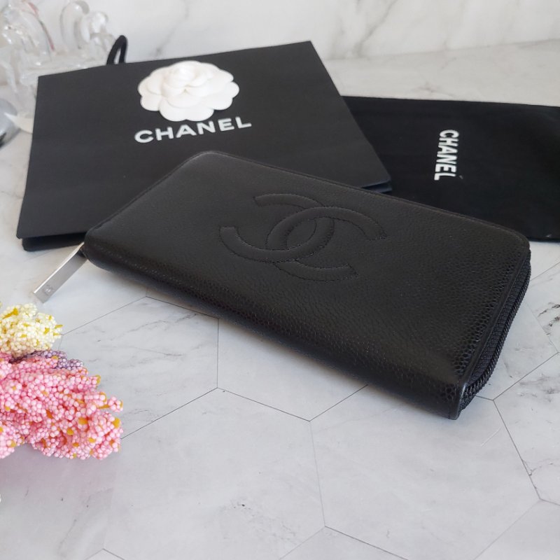 CHANEL 香奈兒 魚子醬ㄇ型長夾🎀實品拍照🎀 牛皮荔枝紋 ~二手近新品-15