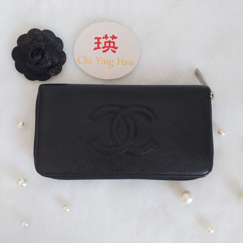 CHANEL 香奈兒 魚子醬ㄇ型長夾🎀實品拍照🎀 牛皮荔枝紋 ~二手近新品-16
