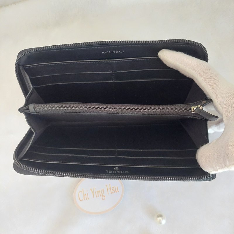 CHANEL 香奈兒 魚子醬ㄇ型長夾🎀實品拍照🎀 牛皮荔枝紋 ~二手近新品-35