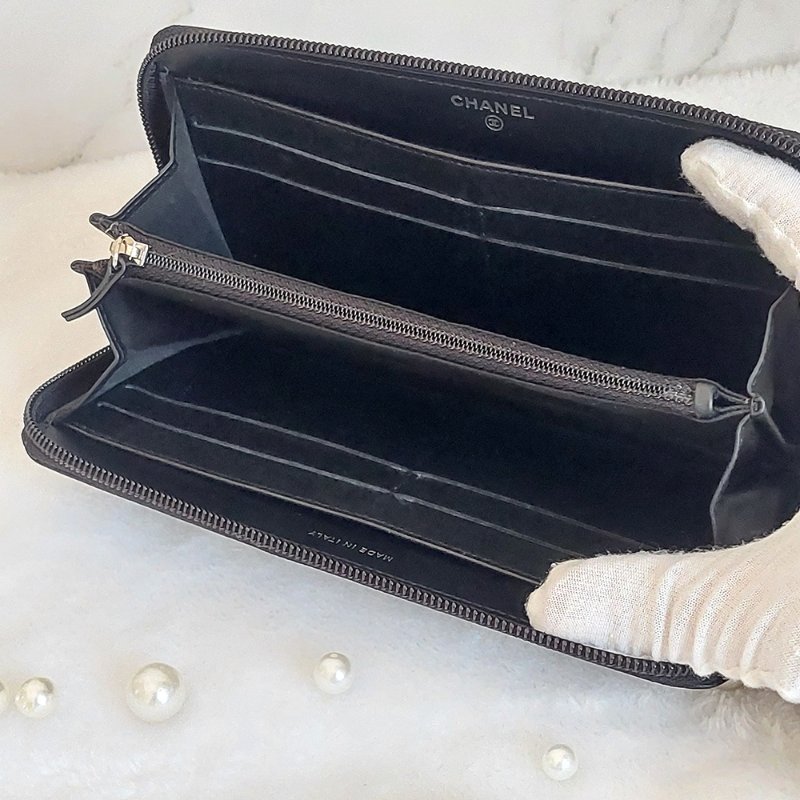 CHANEL 香奈兒 魚子醬ㄇ型長夾🎀實品拍照🎀 牛皮荔枝紋 ~二手近新品-37