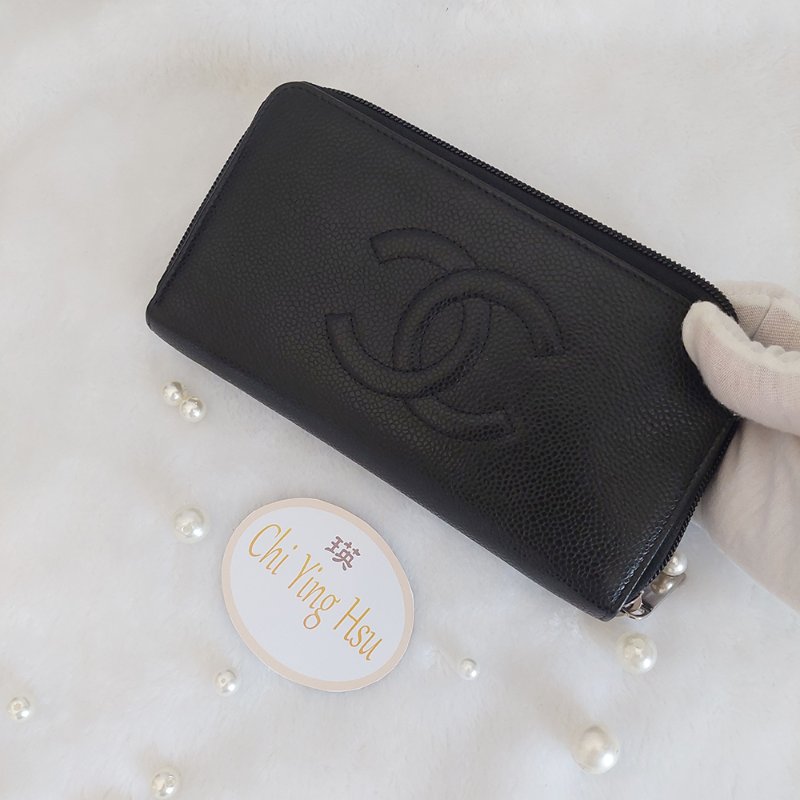 CHANEL 香奈兒 魚子醬ㄇ型長夾🎀實品拍照🎀 牛皮荔枝紋 ~二手近新品-12