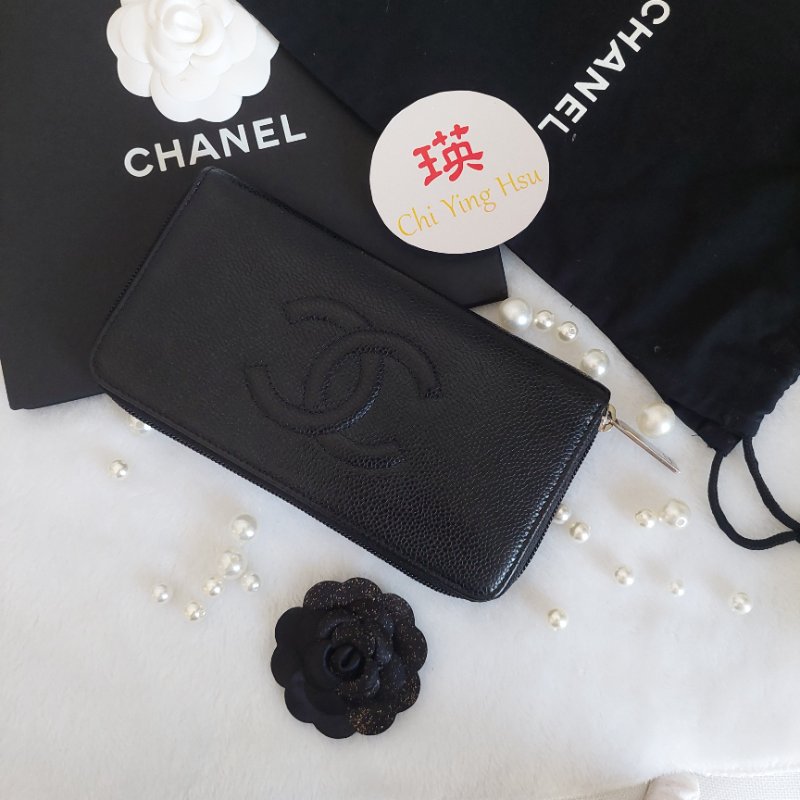 CHANEL 香奈兒 魚子醬ㄇ型長夾🎀實品拍照🎀 牛皮荔枝紋 ~二手近新品-13