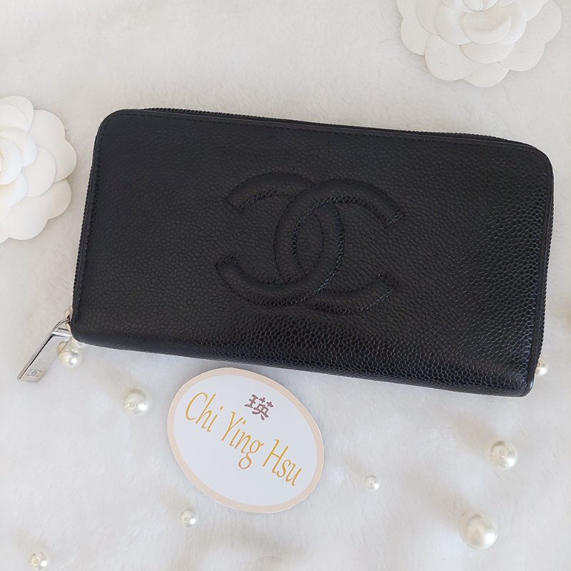 CHANEL 香奈兒 魚子醬ㄇ型長夾🎀實品拍照🎀 牛皮荔枝紋 ~二手近新品-19