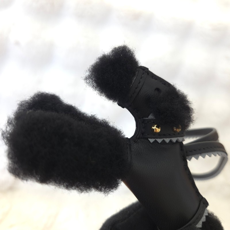 Hermès Budy Apic 鉚釘小狗吊飾 黑灰金-3