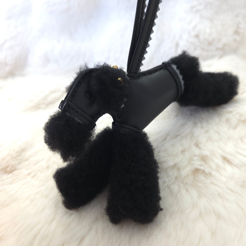 Hermès Budy Apic 鉚釘小狗吊飾 黑灰金-5