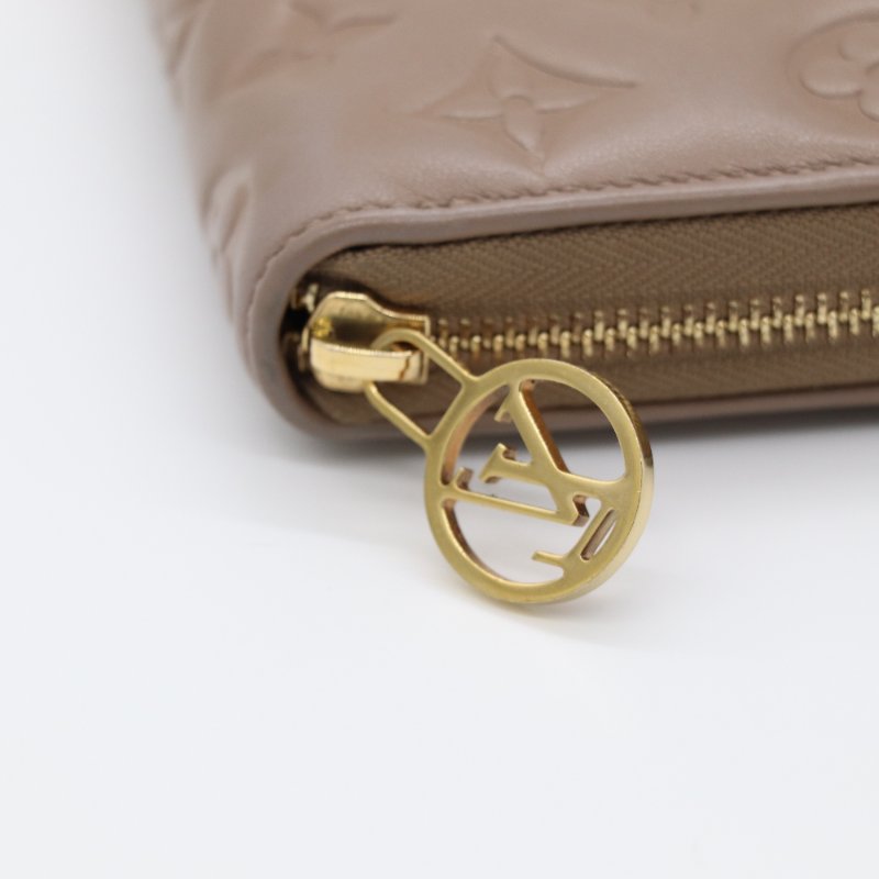 【專櫃已停售♥️僅存的閒置品】Louis Vuitton 路易威登 褐灰色 雲朵蓬彈 小羊皮 拉鍊長夾 拉鍊錢包 空間超大（多卡位、鈔票位、零錢位）-3
