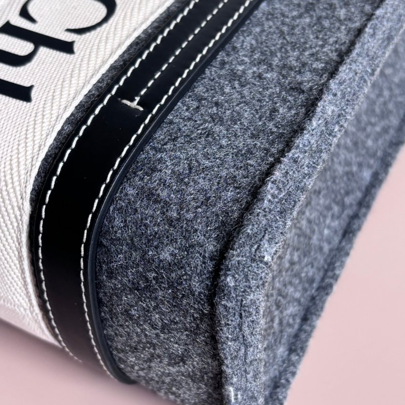 ::CHLOE:: Woody 深灰色 經典織帶絨毛冬季款小號 斜背 兩用托特包-3