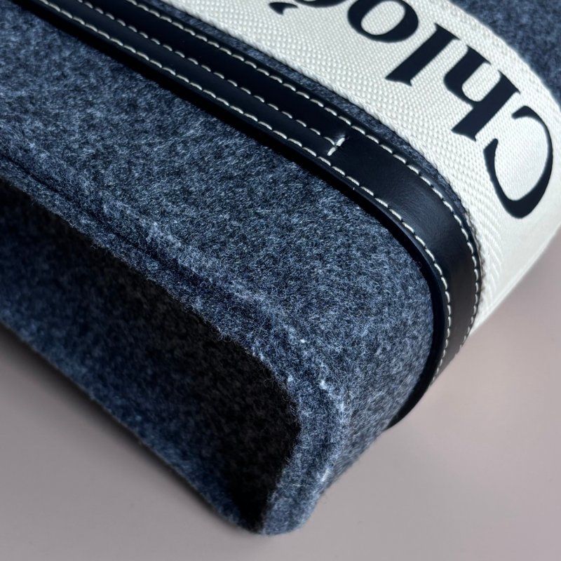 ::CHLOE:: Woody 深灰色 經典織帶絨毛冬季款小號 斜背 兩用托特包-6