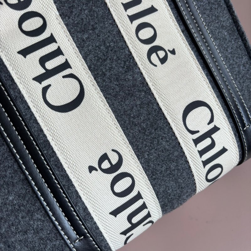 ::CHLOE:: Woody 深灰色 經典織帶絨毛冬季款小號 斜背 兩用托特包-8