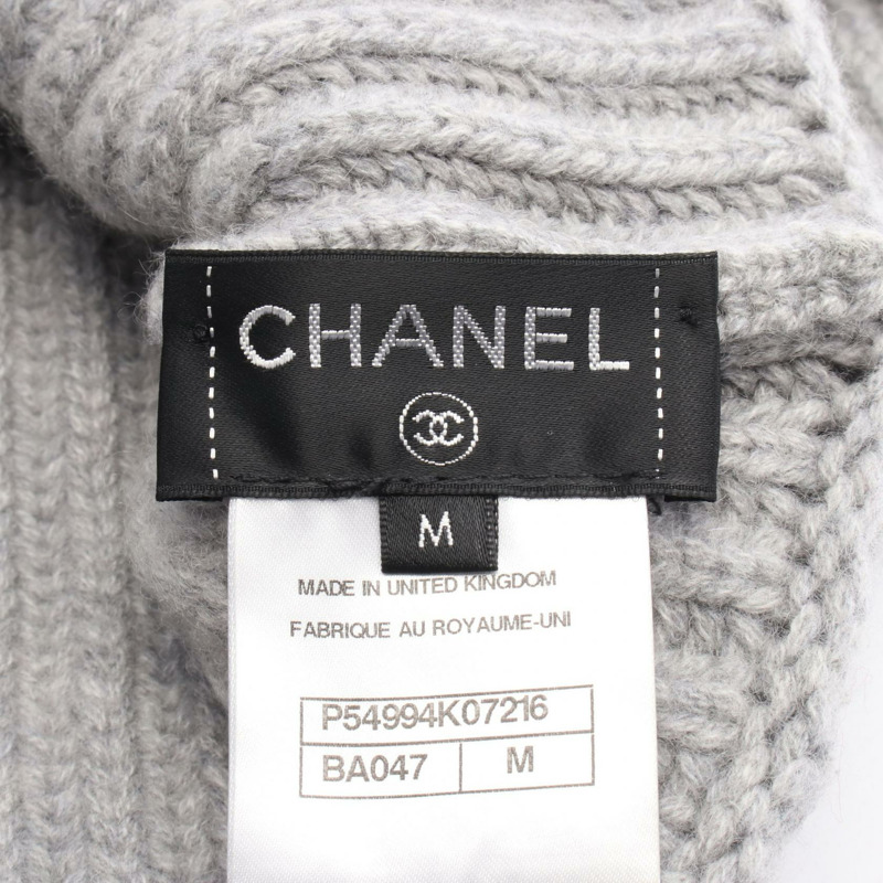 香奈兒 COCO 標誌針織帽 P54994 K07216 羊絨灰色 二手 男女通用-2