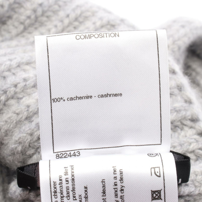 香奈兒 COCO 標誌針織帽 P54994 K07216 羊絨灰色 二手 男女通用-3