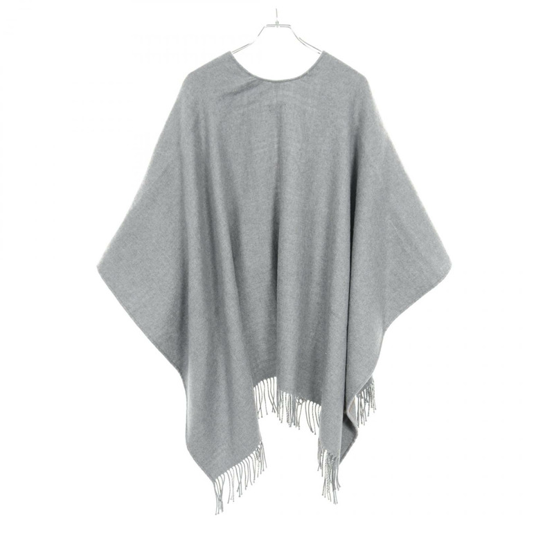 BURBERRY 格紋披肩斗篷羊毛灰色二手女款-1