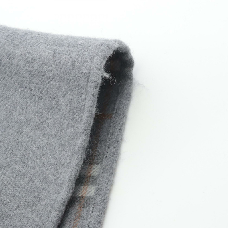 BURBERRY 格紋披肩斗篷羊毛灰色二手女款-4
