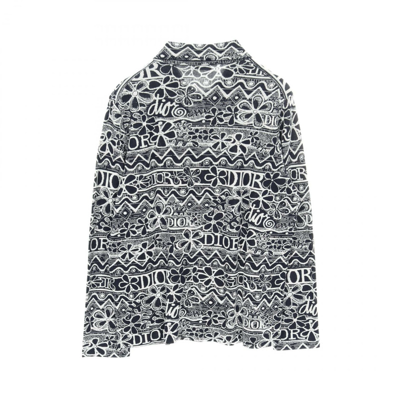 Dior Shawn Stussy 針織衫襯衫 033M550BT166 棉絲混紡 海軍藍 二手 #XL-1