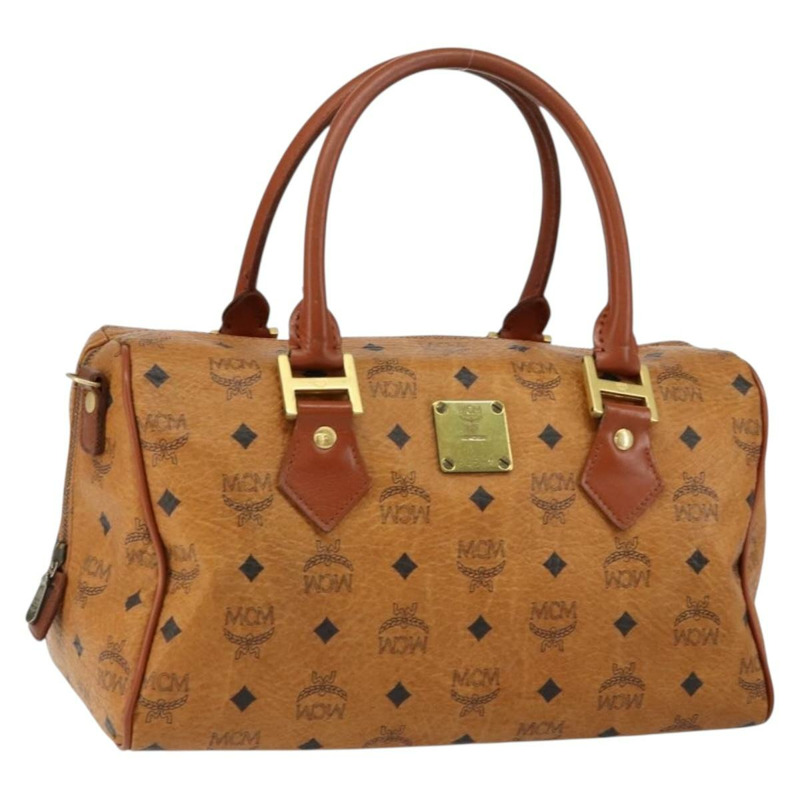 【日本直送】MCM Logoogram Vicetos 波士頓包 PVC 皮革 棕色 金色 正品 gh1075-0