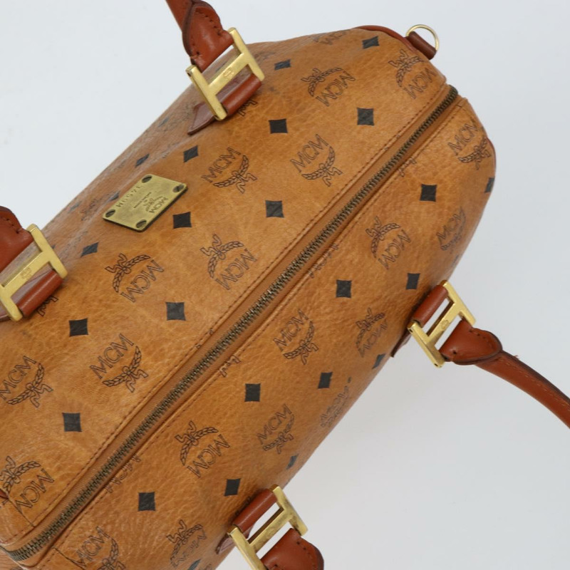 【日本直送】MCM Logoogram Vicetos 波士頓包 PVC 皮革 棕色 金色 正品 gh1075-5