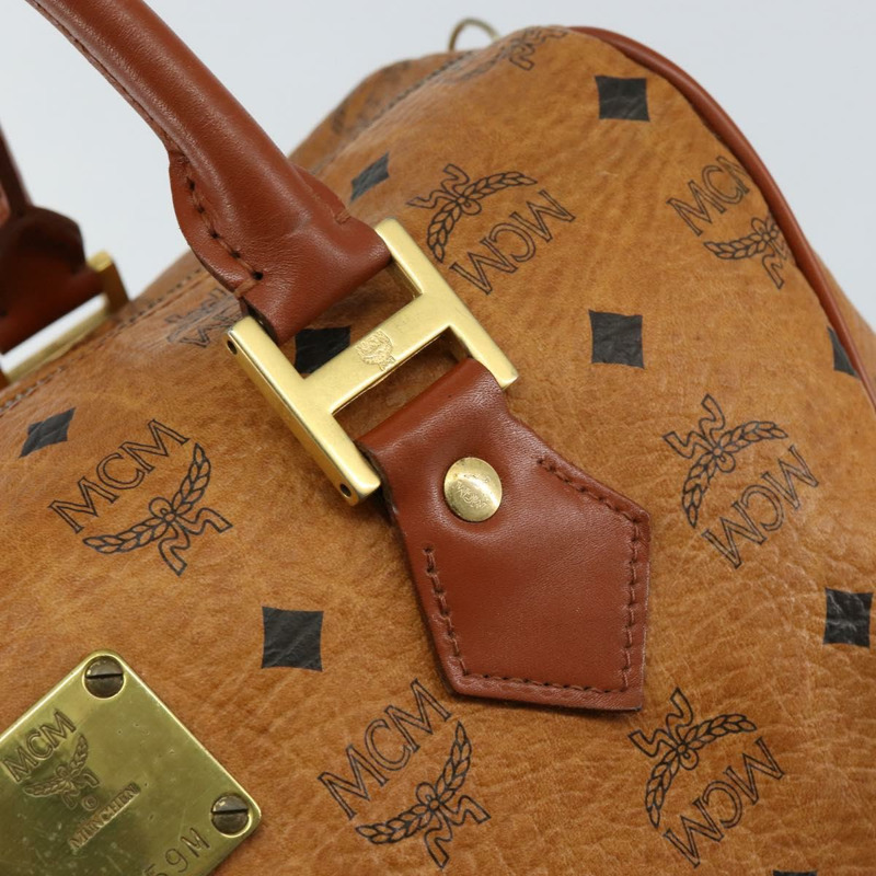 【日本直送】MCM Logoogram Vicetos 波士頓包 PVC 皮革 棕色 金色 正品 gh1075-9