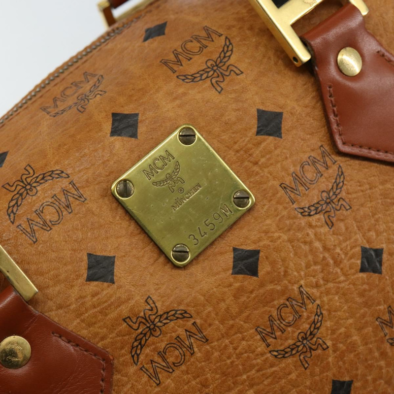 【日本直送】MCM Logoogram Vicetos 波士頓包 PVC 皮革 棕色 金色 正品 gh1075-11