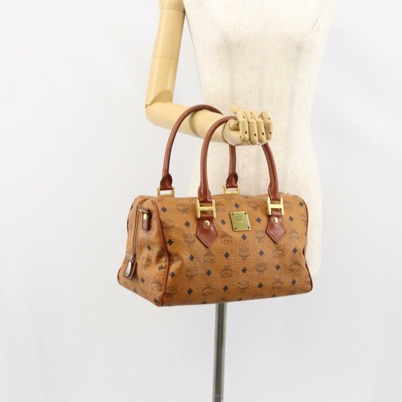 【日本直送】MCM Logoogram Vicetos 波士頓包 PVC 皮革 棕色 金色 正品 gh1075-21