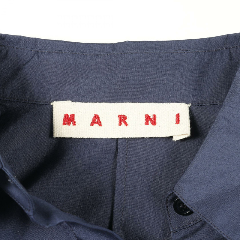 MARNI 女款長袖襯衫,純棉布料,藏青色,二手,#38-2