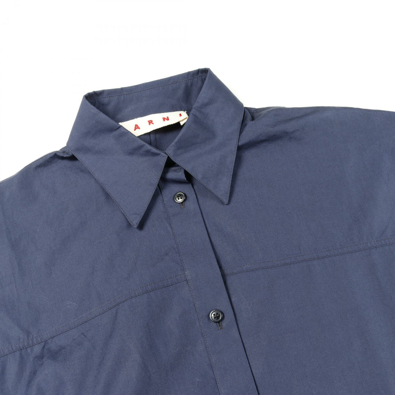 MARNI 女款長袖襯衫,純棉布料,藏青色,二手,#38-6