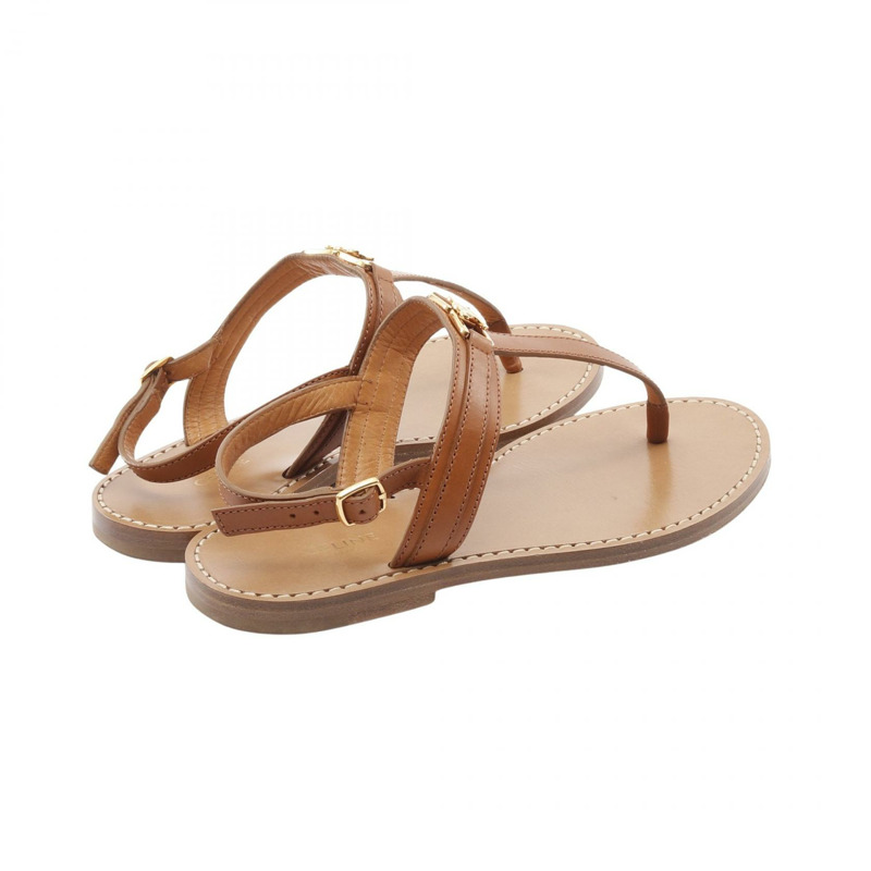 CELINE Triomphe 人字拖涼鞋 平底鞋 333103363C 皮革 棕色 二手 #35-1