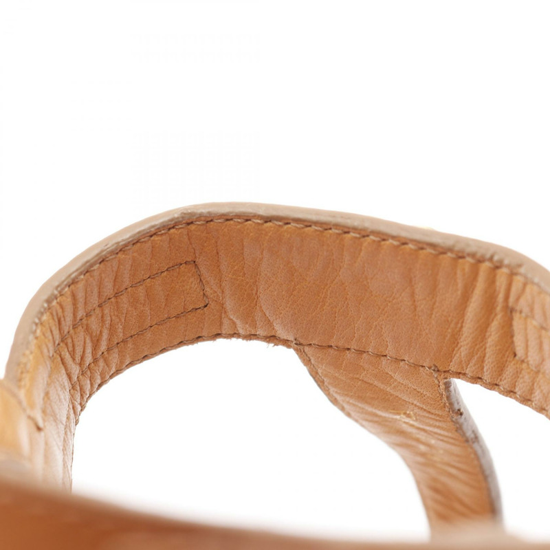 CELINE Triomphe 人字拖涼鞋 平底鞋 333103363C 皮革 棕色 二手 #35-6