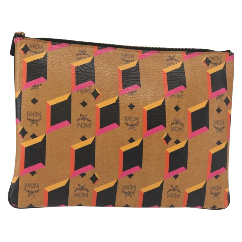 【日本直送】MCM Logoogram Vicetos 手拿包 PVC 皮革 棕色 Auth am9490-0