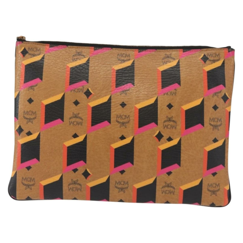 【日本直送】MCM Logoogram Vicetos 手拿包 PVC 皮革 棕色 Auth am9490-12