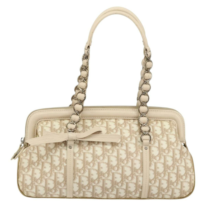 【日本直送】Christian Dior Trotter帆布浪漫手提包 PVC米色銀色 正品 150070-2