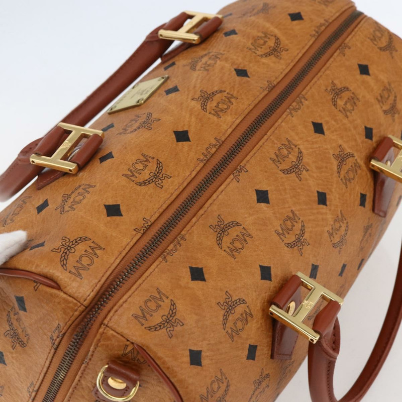 【日本直送】MCM Logoogram Vicetos 波士頓包 PVC 皮革 棕色 金色 正品 149334-5