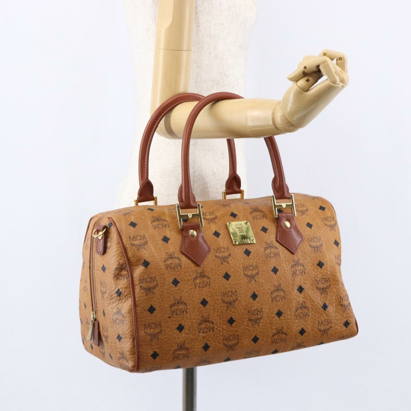 【日本直送】MCM Logoogram Vicetos 波士頓包 PVC 皮革 棕色 金色 正品 149334-19