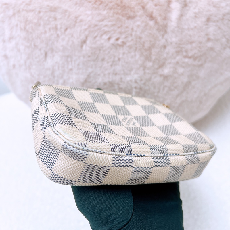 Lv mini pochette 白色棋盤小麻將包-8