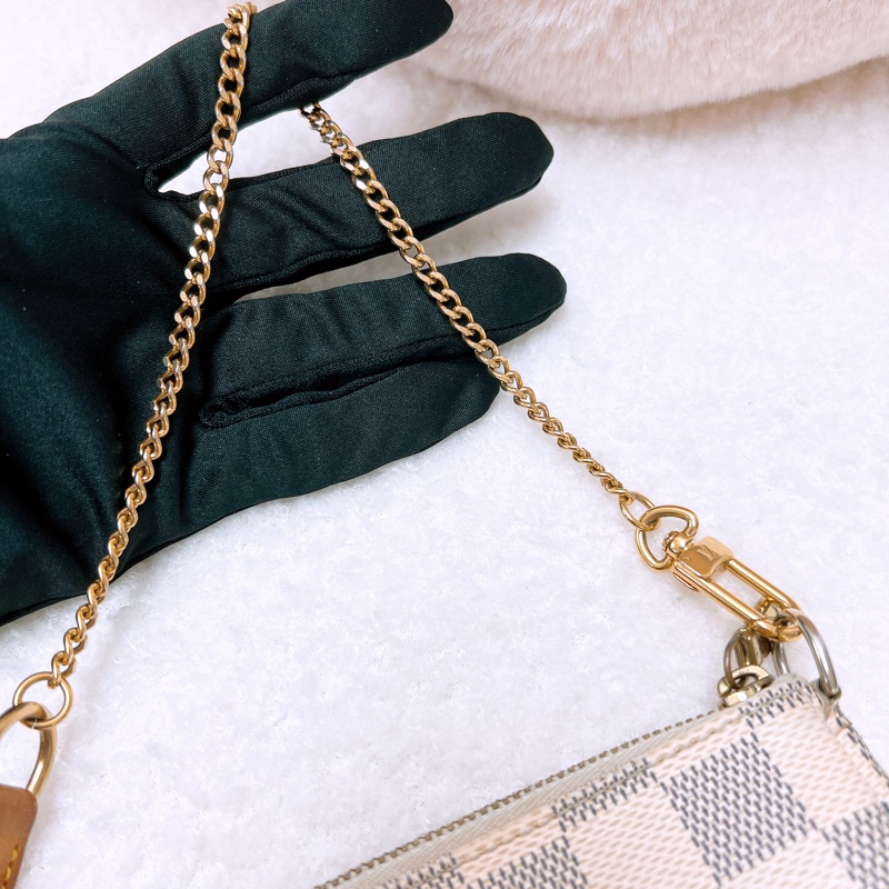 Lv mini pochette 白色棋盤小麻將包-11