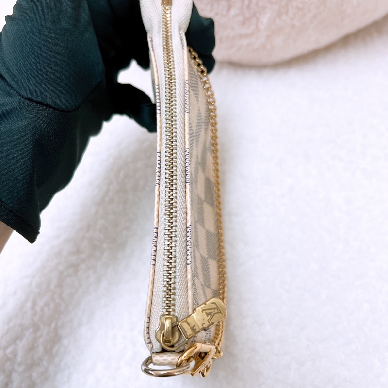 Lv mini pochette 白色棋盤小麻將包-12