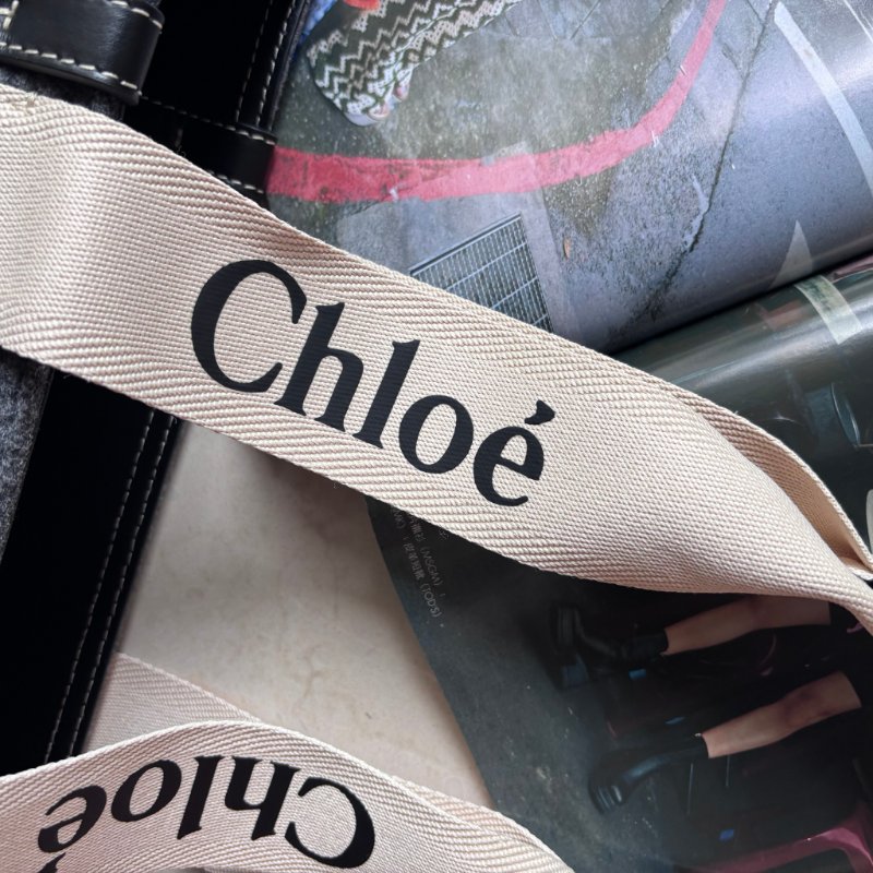 ::CHLOE:: Woody 深灰色 經典織帶絨毛冬季款大號 手提托特包-2