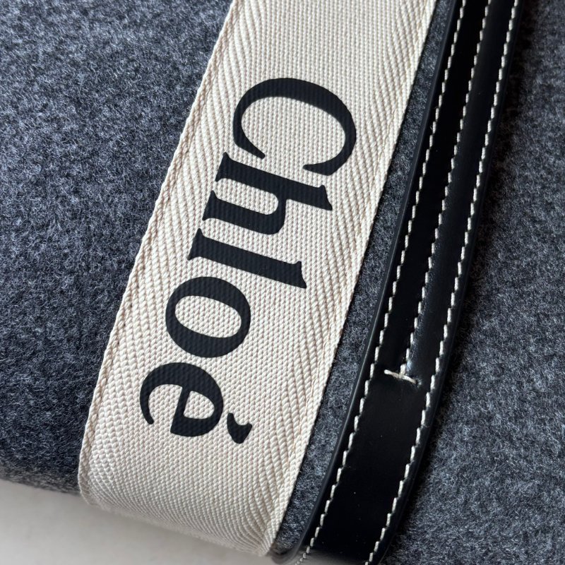 ::CHLOE:: Woody 深灰色 經典織帶絨毛冬季款大號 手提托特包-7