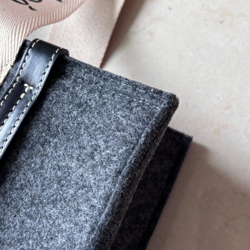 ::CHLOE:: Woody 深灰色 經典織帶絨毛冬季款大號 手提托特包-10